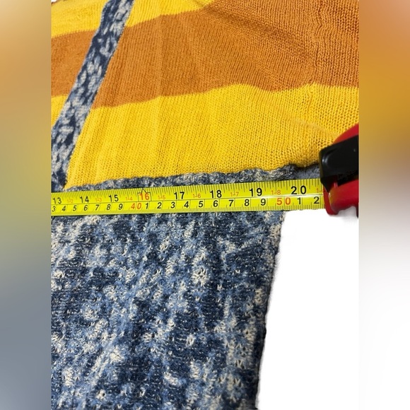 Anthropologie Maple Yellow Blue Stripe Open Front Linen Cardigan Sweater S - Picture 8 of 8